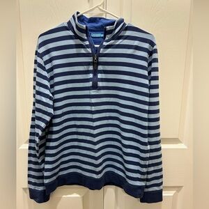 J McLaughlin mens 1/4 zip blue striped pullover top pima cotton spandex sz smal